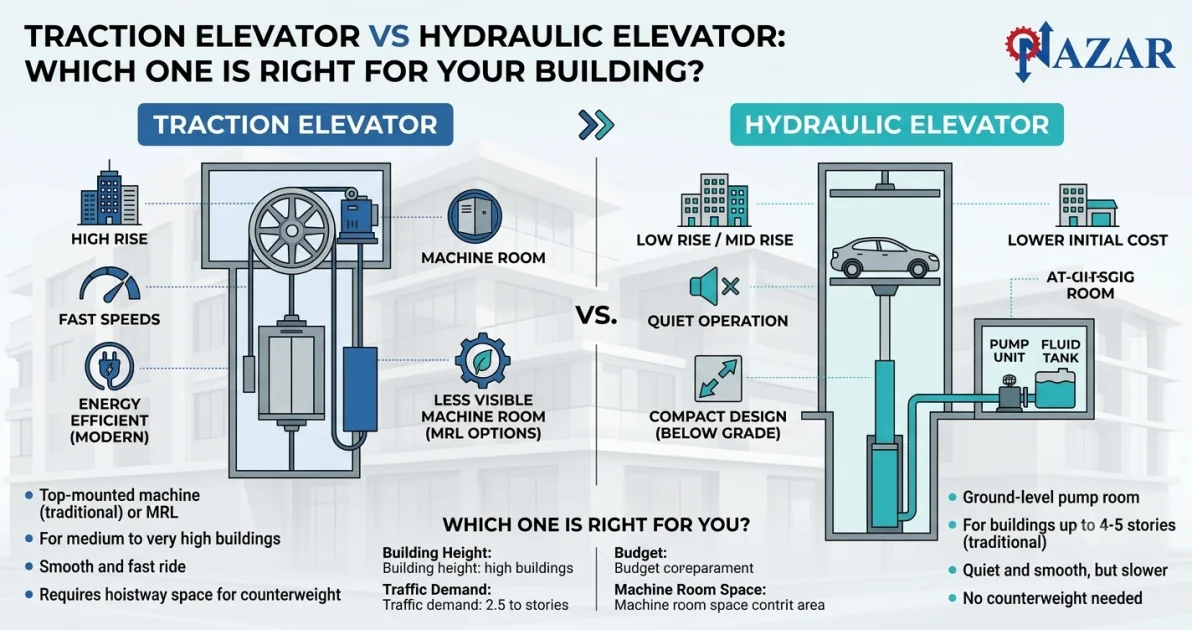 Traction Elevator vs Hydraulic Elevator: Which One Is Right for Your Building?