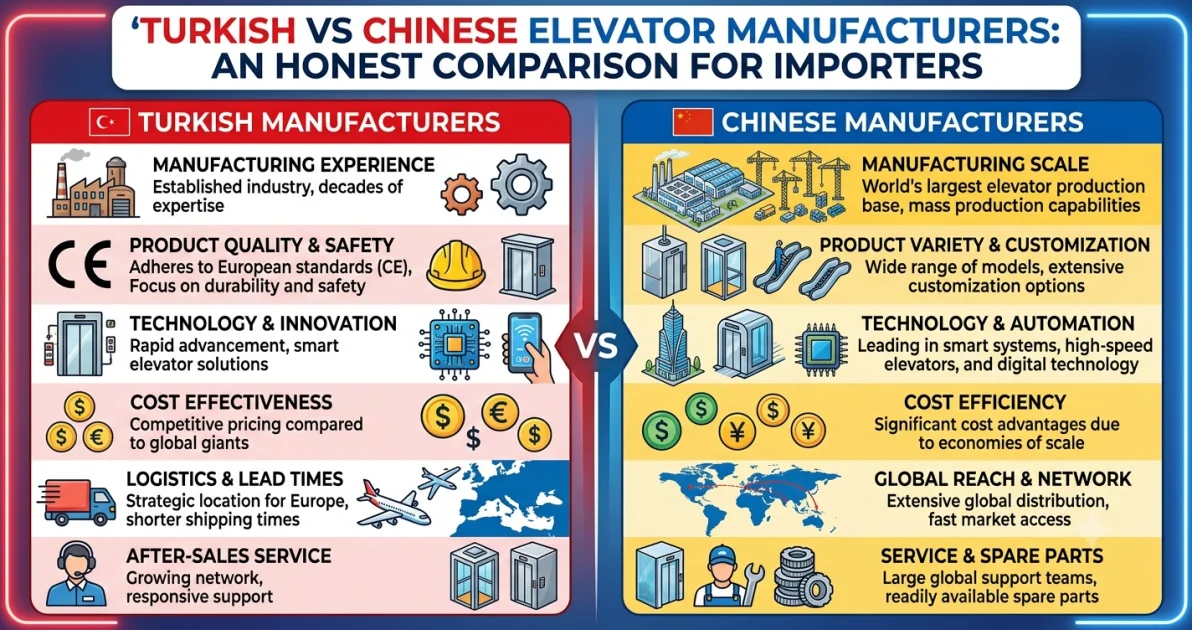Turkish vs Chinese Elevator Manufacturers: An Honest Comparison for Importers
